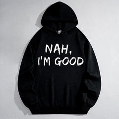 Bold Text Print Casual Hoodie - Men's Streetwear