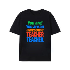 Men's Teacher Appreciation T-Shirt - Cotton Shirt with "You Are an Awesome Teacher" Motivational Print - Soft Crew Neck Breathable Everyday & Classroom Tee - Ideal Gift for Educators, Teacher Shirts, Casual Style Tee