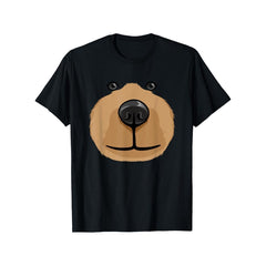 Cute cartoon bear face T-shirt, suitable for daily wear, loose short sleeves, casual and comfortable, 100% cotton