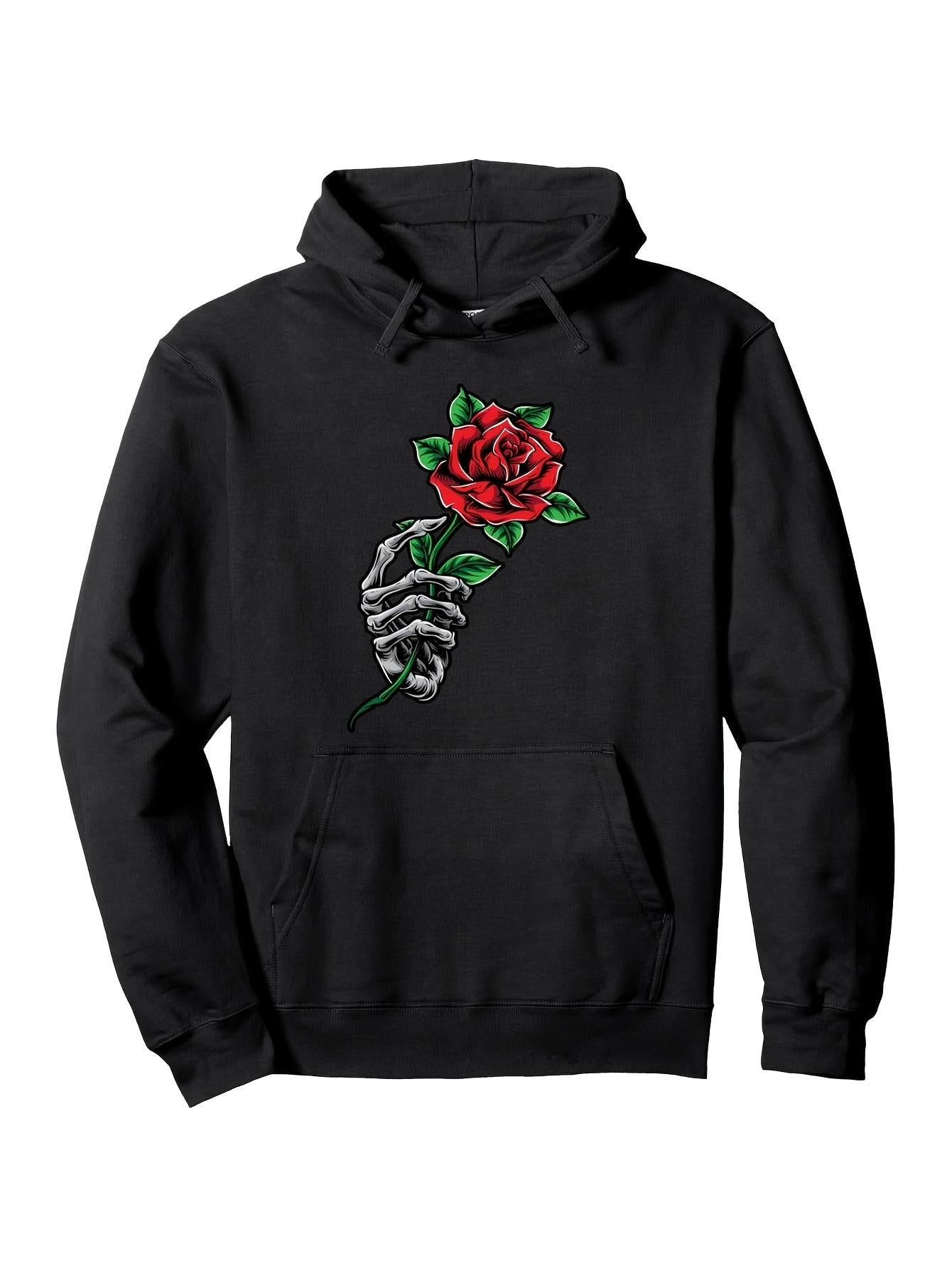 CusPrinting 'Love Beyond Death' Gothic Skeleton Rose Hoodie