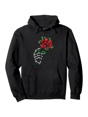 CusPrinting 'Love Beyond Death' Gothic Skeleton Rose Hoodie