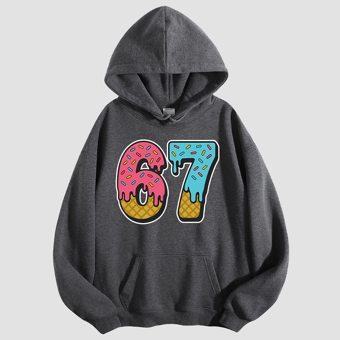 CusPrinting 'Sweet 67' Donut Drip Cartoon Graphic Hoodie