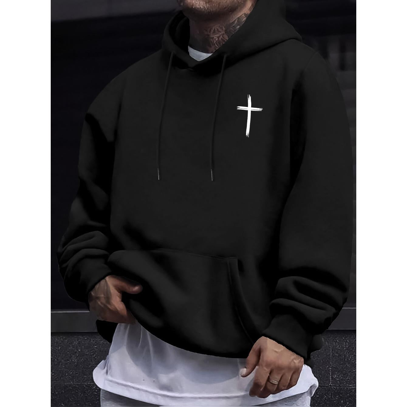 Cross Symbol Graphic Pullover Hoodie - Men's Urban