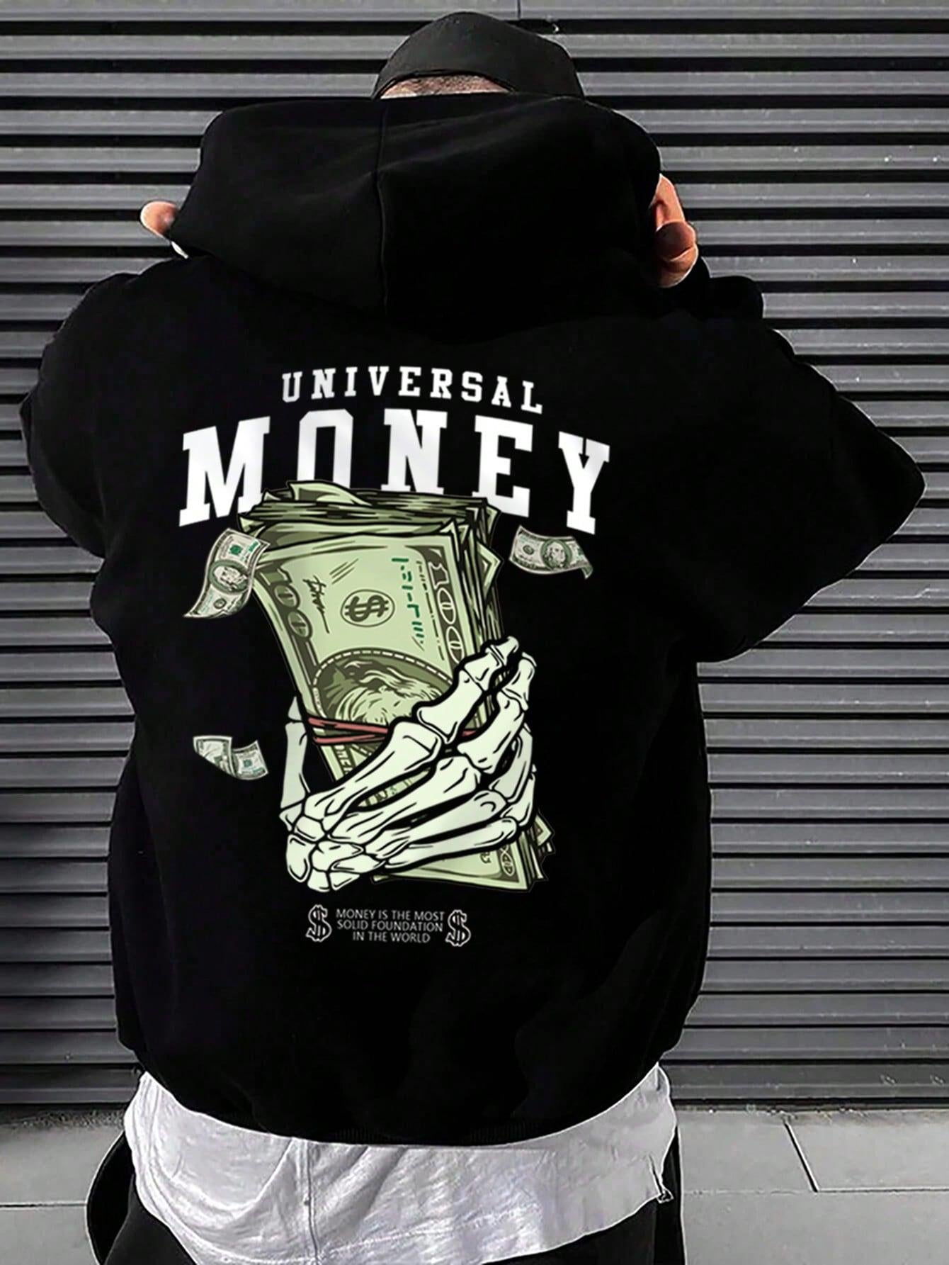 Money Graphic Hoodie - Men's Streetwear Black