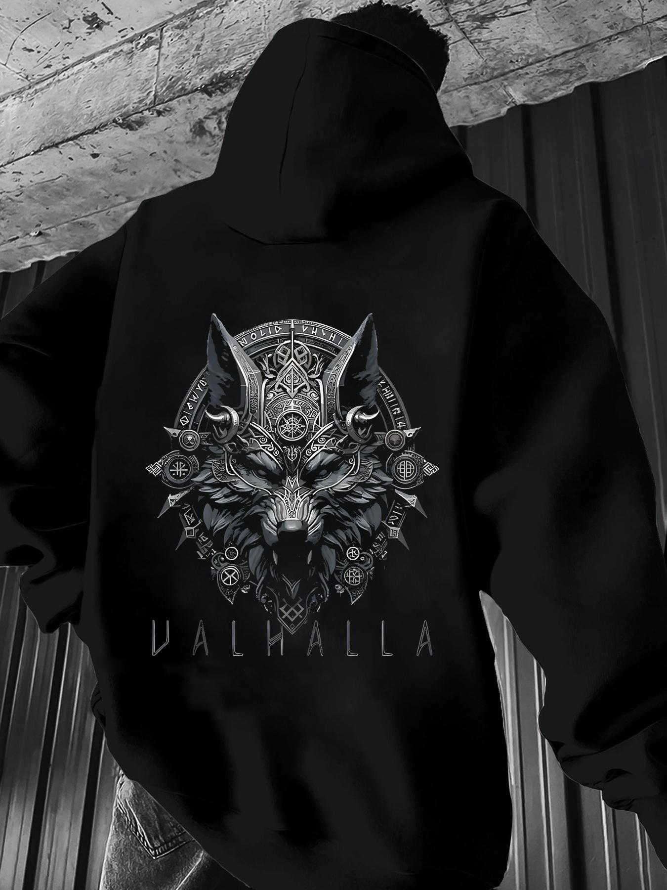 Viking Wolf & Valkyrie Norse Graphic Hoodie - Men's