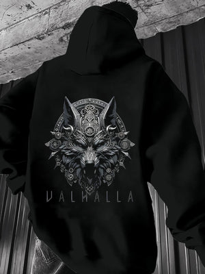 Viking Wolf & Valkyrie Norse Graphic Hoodie - Men's