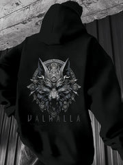 Viking Wolf & Valkyrie Norse Graphic Hoodie - Men's