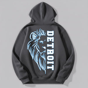 CusPrinting 'Detroit Neon King' Lion Outline Street Hoodie