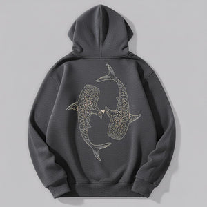 CusPrinting 'Ocean Love' Whale Shark Doodle Art Hoodie（grey）