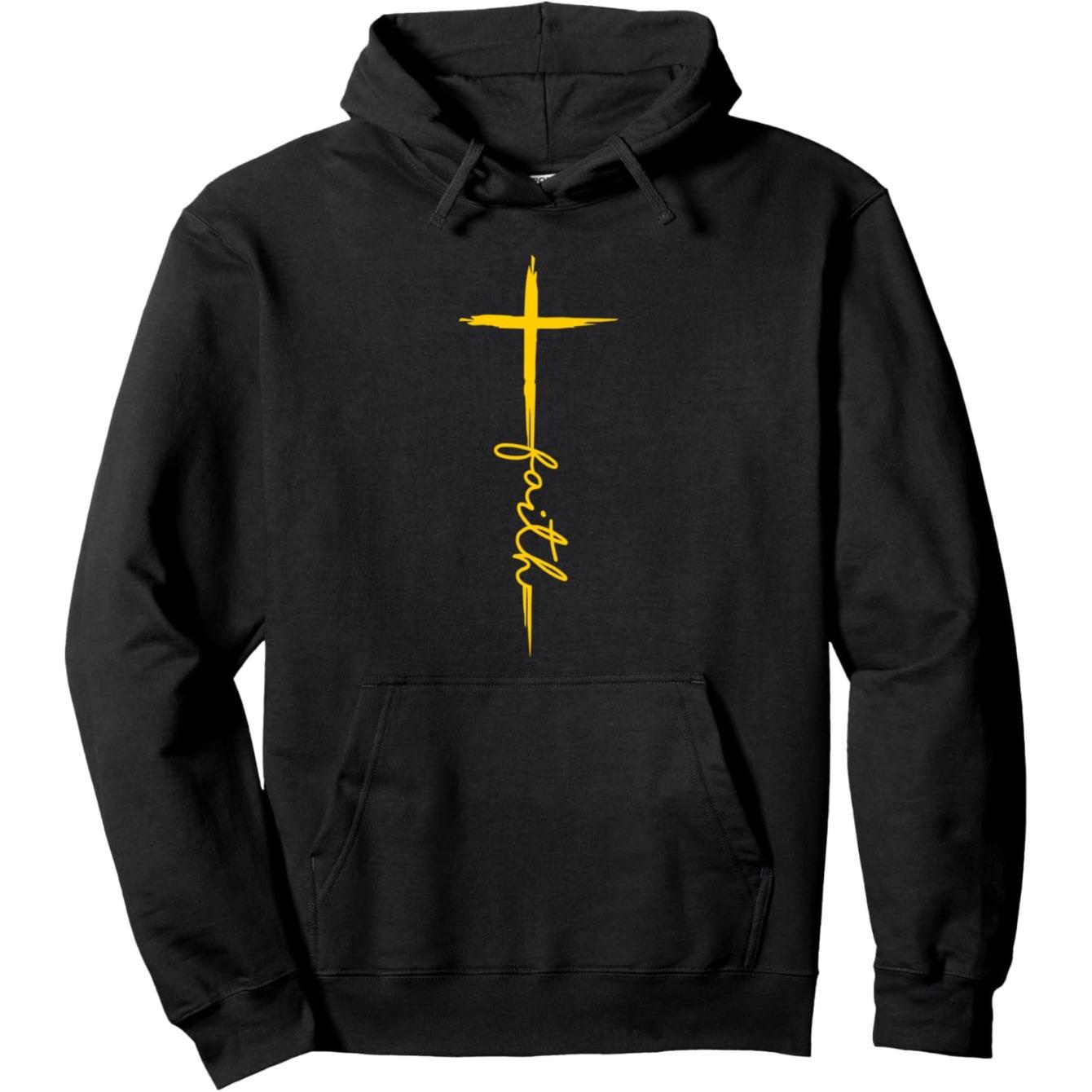 CusPrinting 'Vertical Faith' Brush Stroke Cross Hoodie