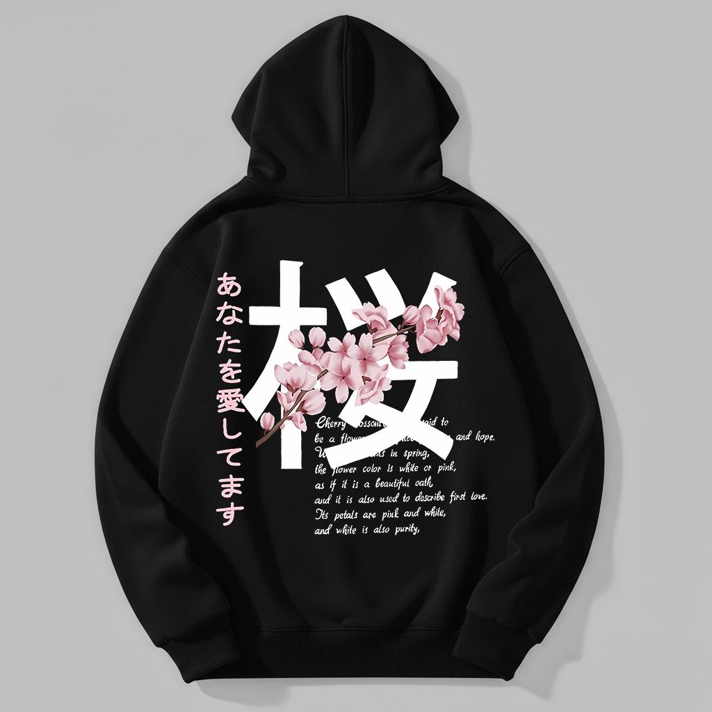 CusPrinting 'SAKURA LOVE' Japanese Cherry Blossom Aesthetic Hoodie