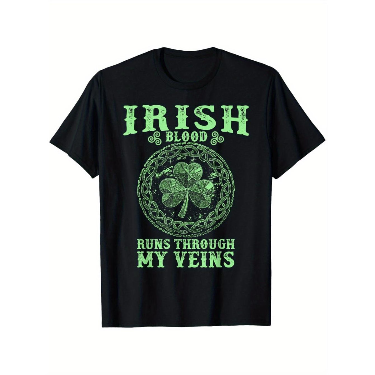 "Irish Blood Runs Through My Veins" St. Patrick's Day T-Shirt - 100% Cotton, Breathable & Comfortable, Ideal for Outdoor Activities, Casual Wear, Sizes S-XXXL