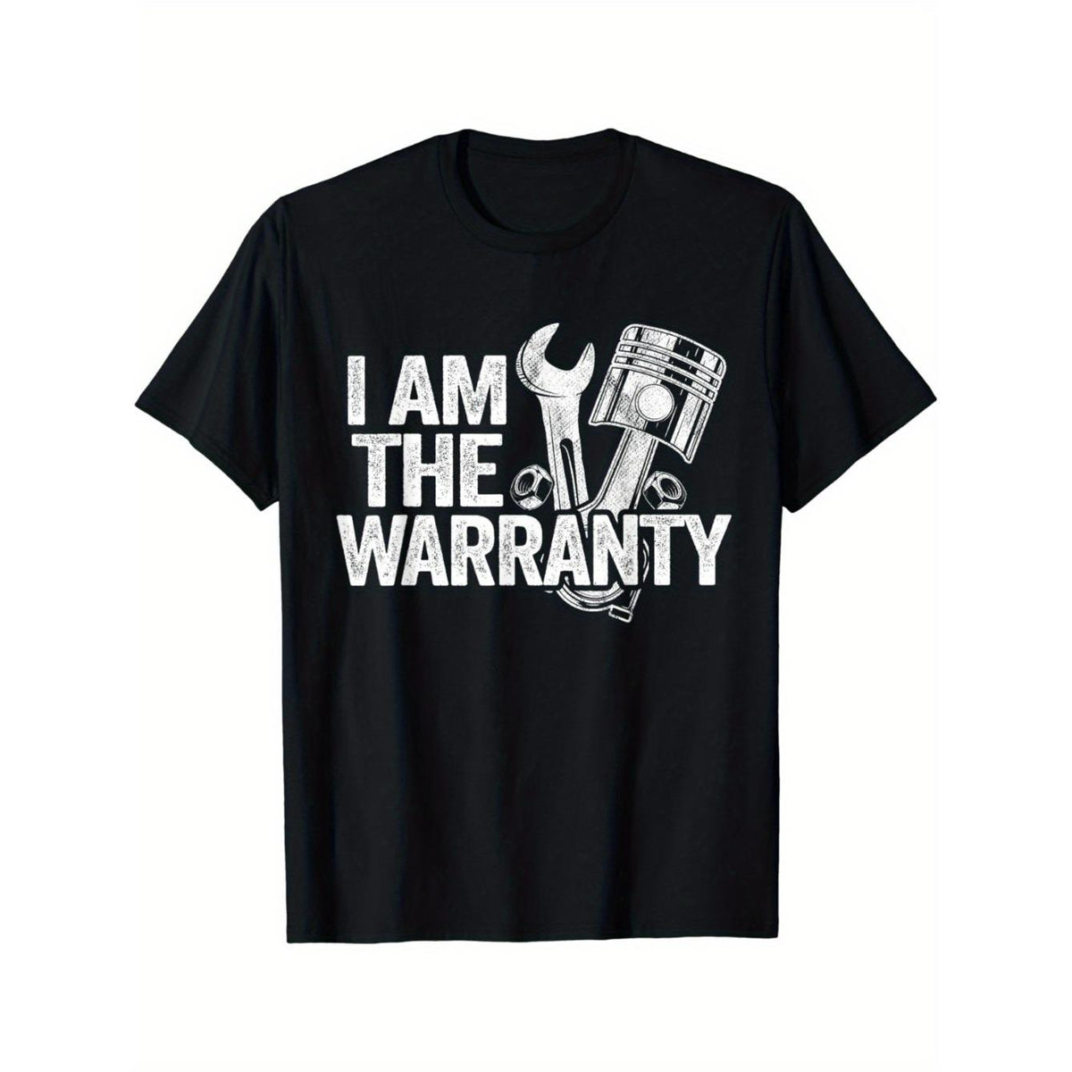 Men's Cotton Crew Neck T-Shirt, Casual Short Sleeve Pullover with "I Am The Warranty" Print, All-Season Knit Fabric Tee for Weekend Casual Wear, Oversized T Shirt