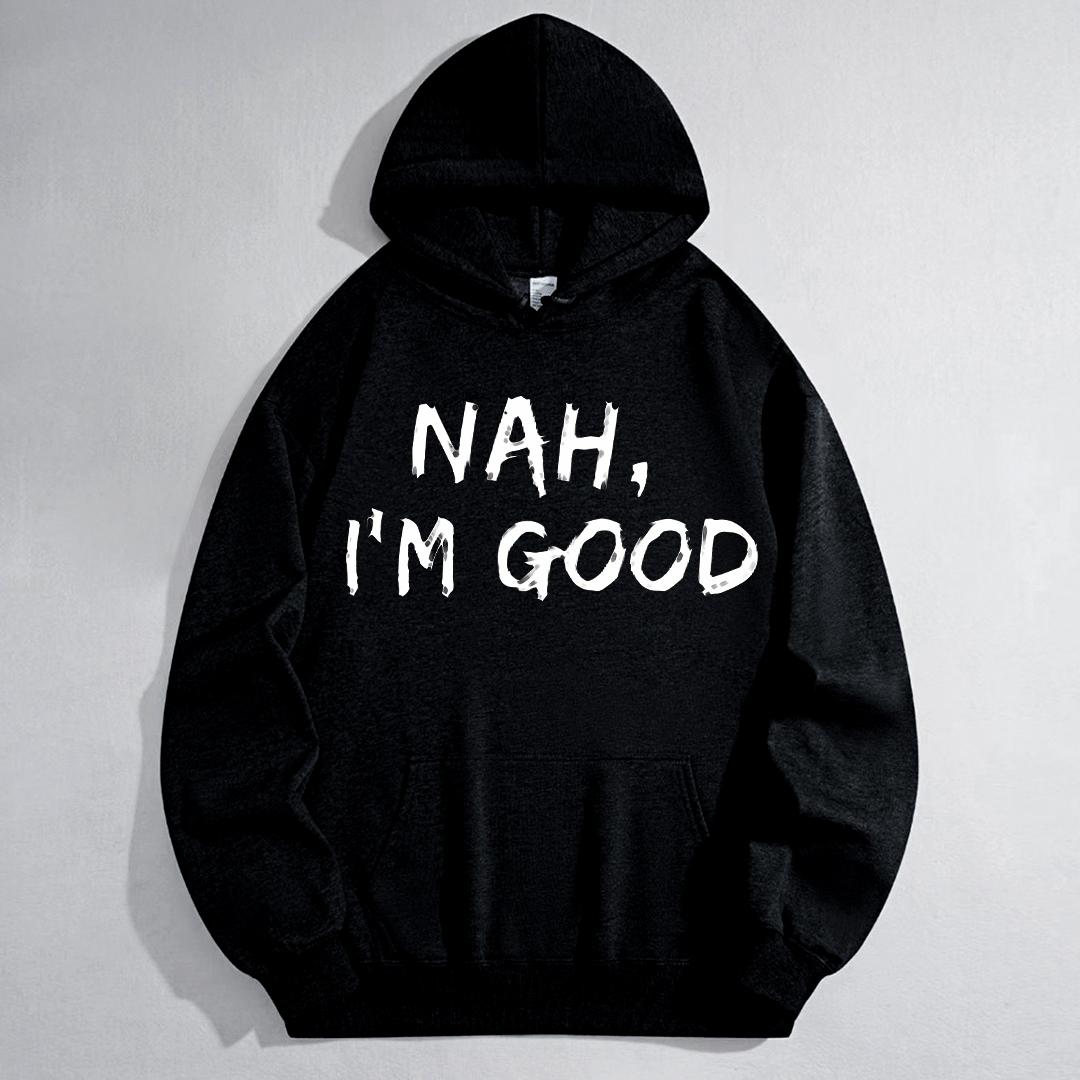 Bold Text Print Casual Hoodie - Men's Streetwear