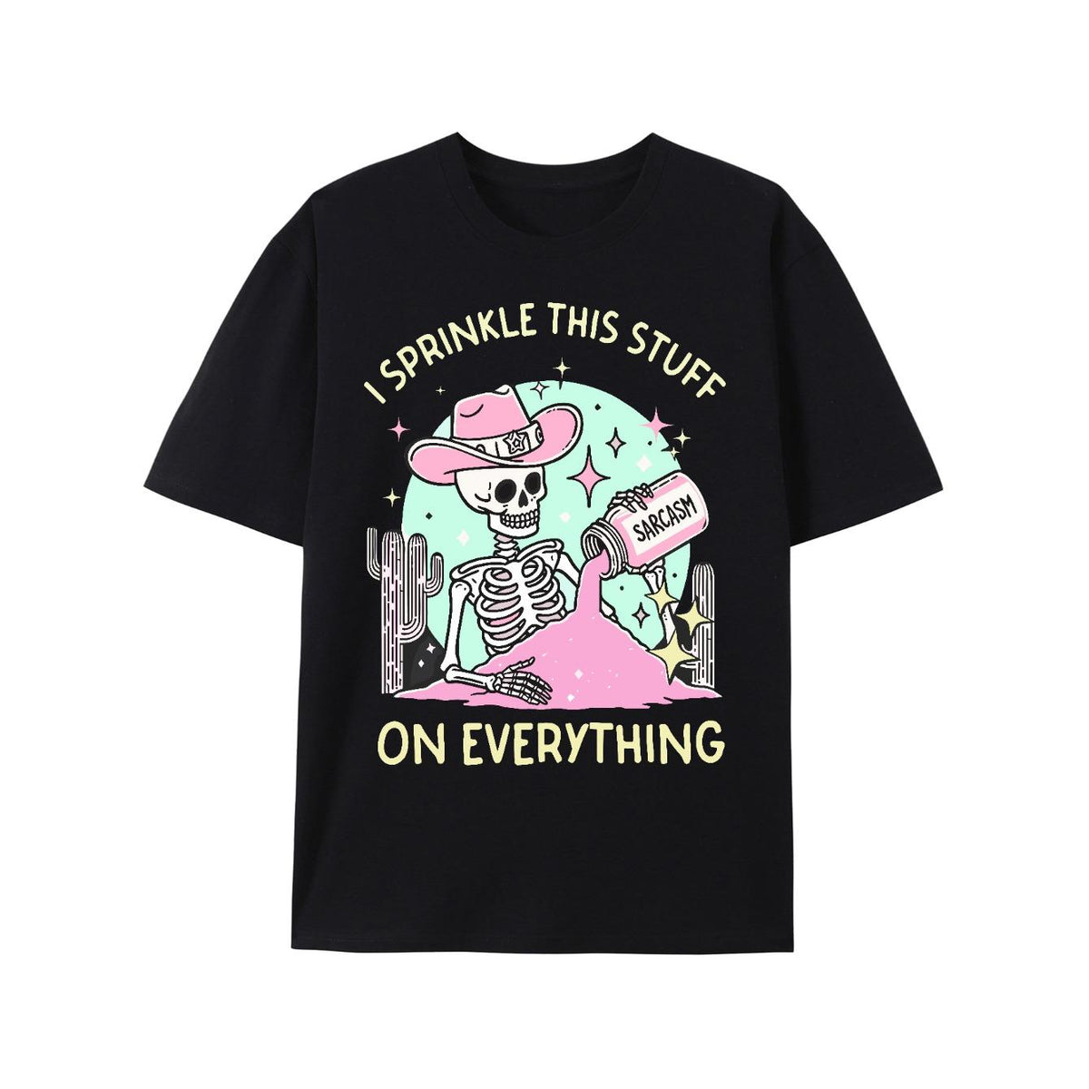 I Sprinkle This Stuff On Everything Creative Printing Vintage Washed High Quality Cotton Patterned T-Shirt Men's T-Shirt Old Summer Clothing Drop Shoulder Sleeve Round Neck Tops Short Sleeve