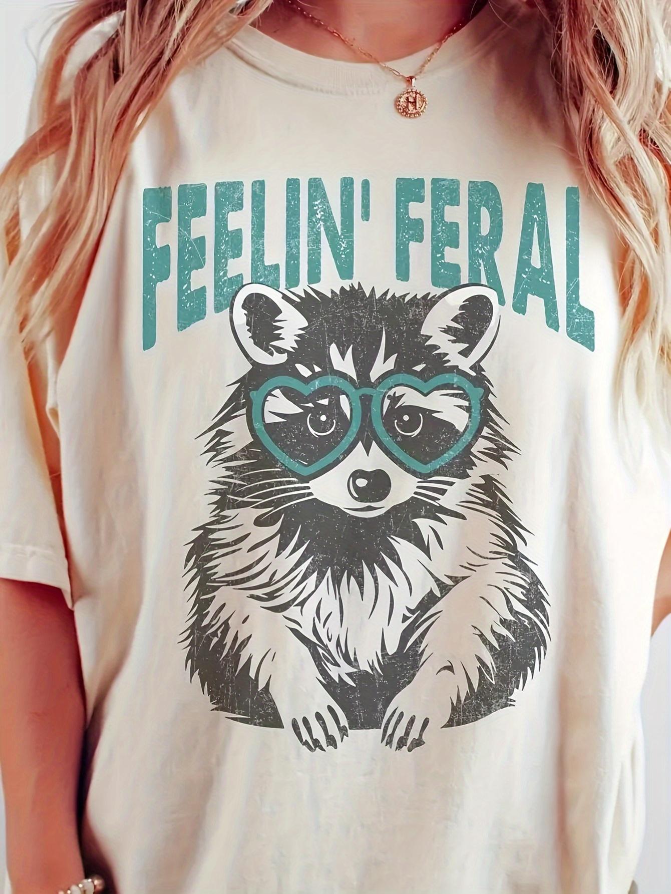 Women's Cute Raccoon with Heart Glasses Graphic Tee