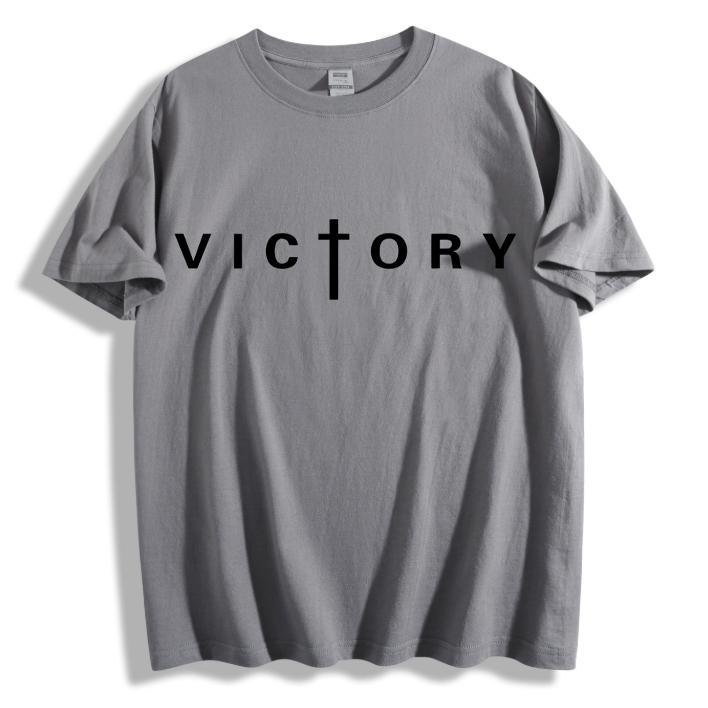 Men's Plus Size "VICTORY" Graphic Cotton T-Shirt