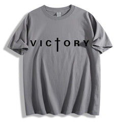 Men's Plus Size "VICTORY" Graphic Cotton T-Shirt