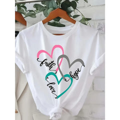 Plus Size Women's Heart Letter Print Summer T-Shirt