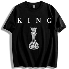 Men's "THE KING" Chess Graphic Cotton T-Shirt
